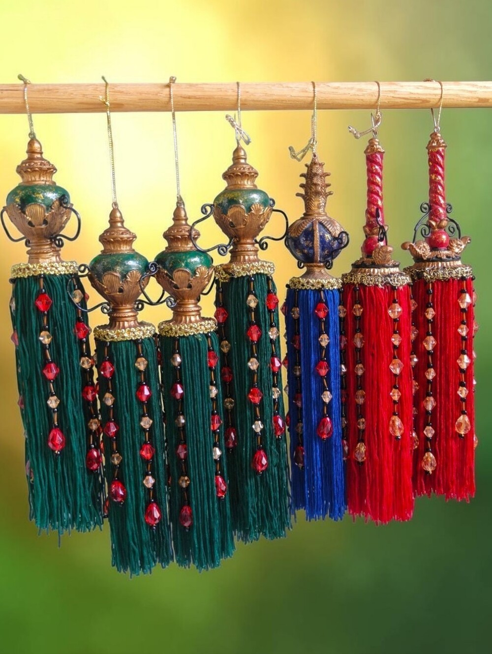 Vintage Jeweled Tassel Ornaments Lot of 7 Hollywood Regency